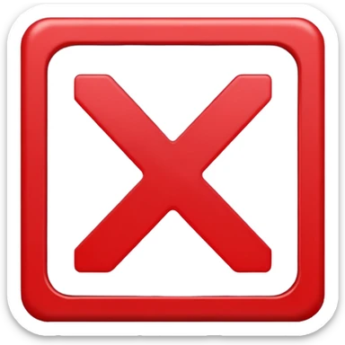 white x in red box 2D sticker