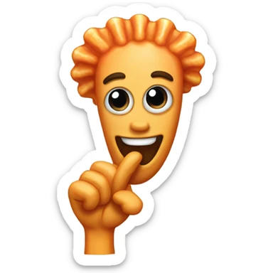 Fried shrimp with eyes and fist up sticker