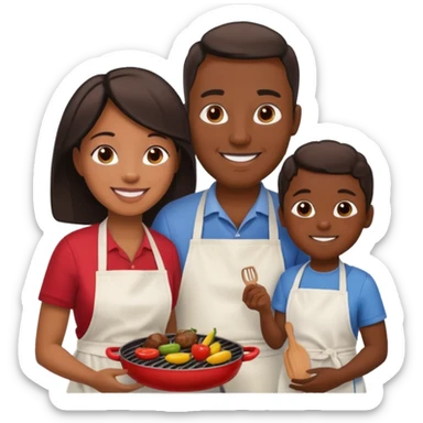 cookout with black family mom,dad,daughter,son, and baby sticker