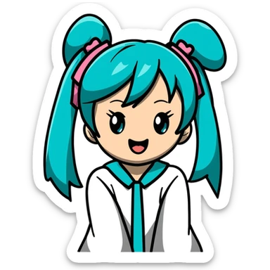Hatsune Miku surprised reaction with shocked expression sticker