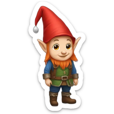 Midget dressed as a gnome doing gnome things sticker