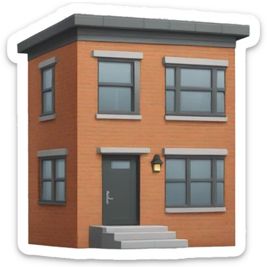 one floor brick house with dark grey windows and grey flat roof sticker
