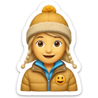 Smile emoji in winter hat and jacket  sticker