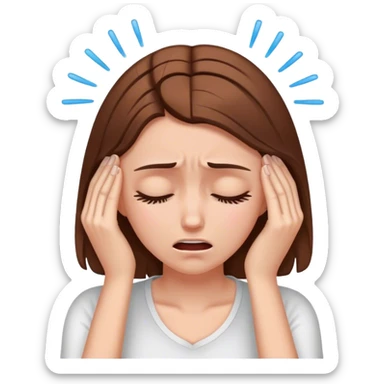 White brown-hair girl with head pain sticker
