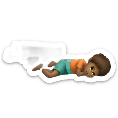 Boy playing with cell phone in his room lying down and wrapped up sticker