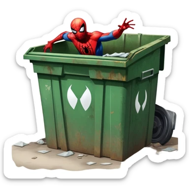 человек паук в помойке sticker
