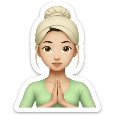 asian yoga girl light green clothes  sticker