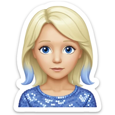  Agnetha Fältskog from ABBA with long platinum blonde hair, periwinkle sequin outfit  sticker