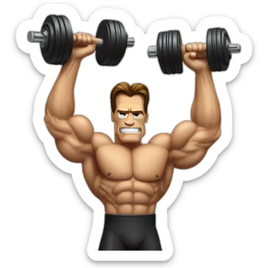 Arnold schwarzenegger with dumbell sticker