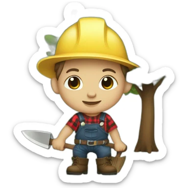 lumberjack baby cutting down trees sticker