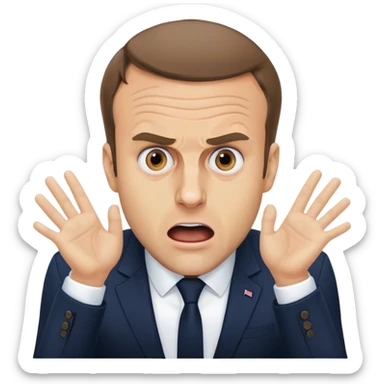 Macron in panic realistic picture sticker