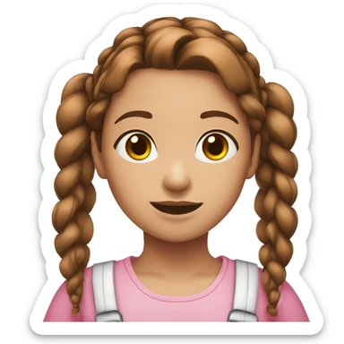 Girl with brown-pink pigtails sticker