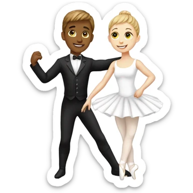 Ballet couple Dancing, boy and girl white sticker
