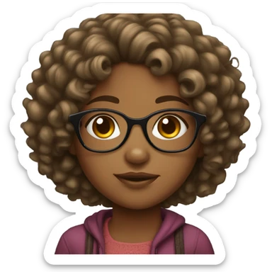 African American girl with glasses and curly hair  sticker