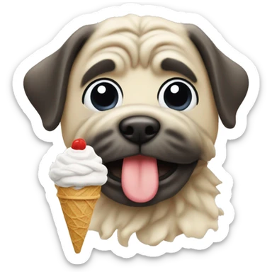 Mops eating ice cream  sticker