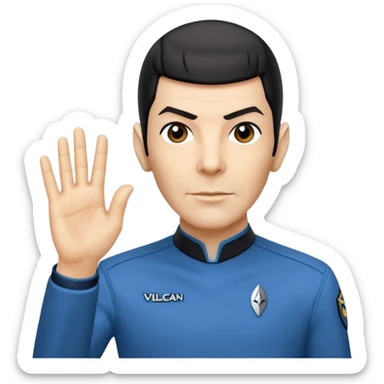 Spock with the Vulcan salute with Starfleet blue uniform (Star Trek) no green face sticker