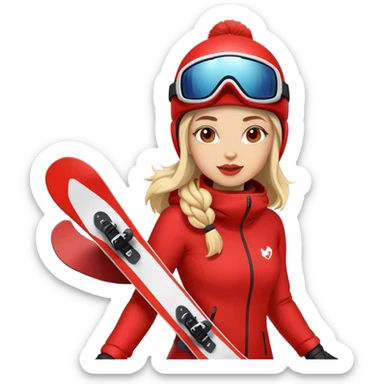 Female snowboarder in red sticker