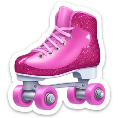 Pink glitter roller skates with red hearts  sticker