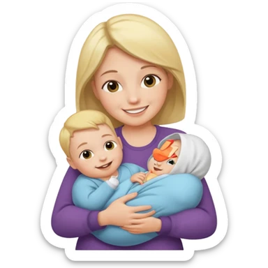 A person being happy with a baby in its arms sticker