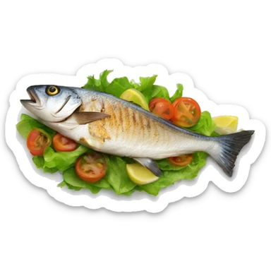 Grilled fish with salad sticker