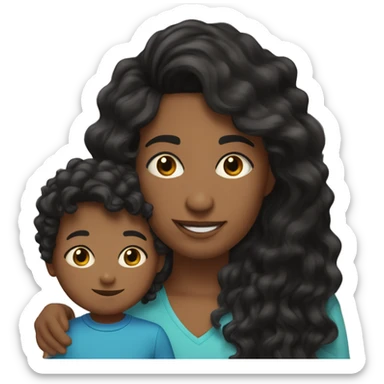 me with my 4-year-old son. I’m a Colombian woman with long wavy black hair and hazel eyes. My son, mixed French, Congolese, and Colombian, has slightly darker skin, curly hair on top, short sides, and black eyes.” sticker