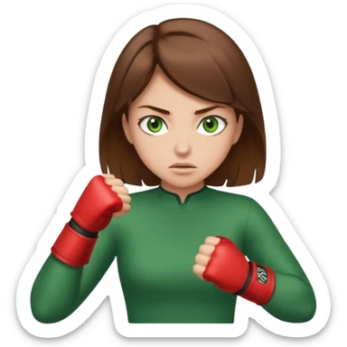 girl with green eyes and brown light hair fighthing sticker