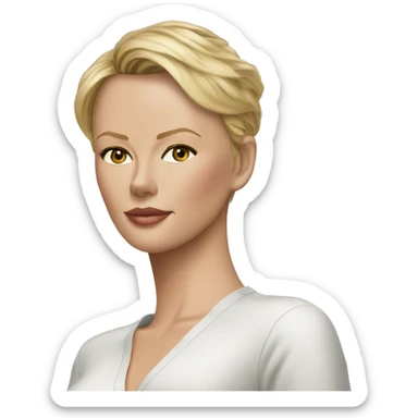 ultra realistic charlize theron wearing shirt sticker