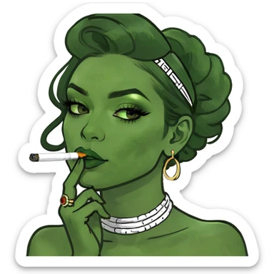 blonde gorgeous girl with latina makeup smoking a cigarette  sticker