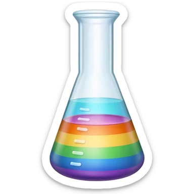 Photo realistic Science beaker full of pastel rainbow chemical sticker