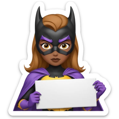 Black Bat girl holding large blank sign sticker