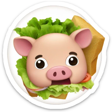 Cerdo comiendo ensalada sticker