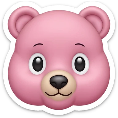 pink teddy bear face, flat minimal rounded shapes, simple face, soft pink color, iconic emoji look, no fur texture, no shading sticker
