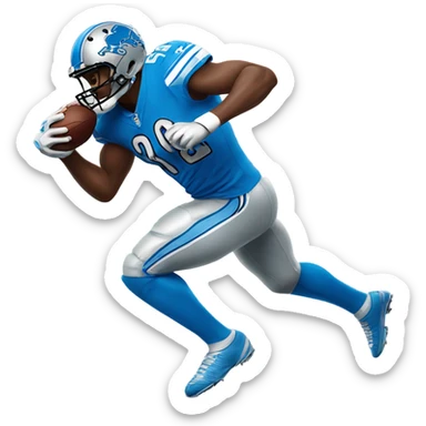 Detroit Lions football player in action, running, full body POV sticker