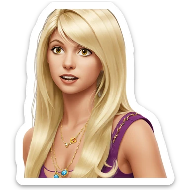 blonde girl with jewelry sticker