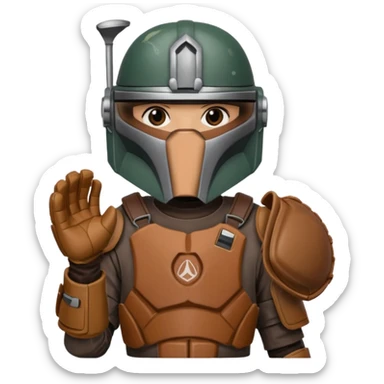 Mandalorian with a Catcher's mitt.  Make the catcher's glove oversized.  Put a dark visor in the helmet.   sticker