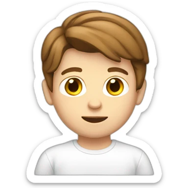 white 15 years Boy Brown hair with t-shirt white sticker