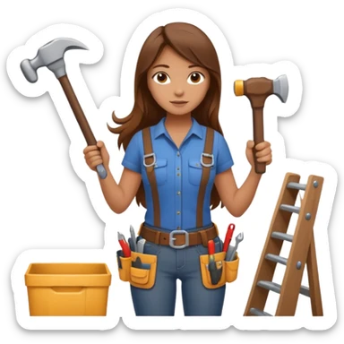 beautiful girl with long brown hair constructing new bedroom sticker