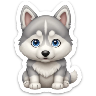 a sitting husky puppy sticker