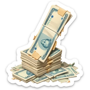 exploding stack of russian ruble notes sticker