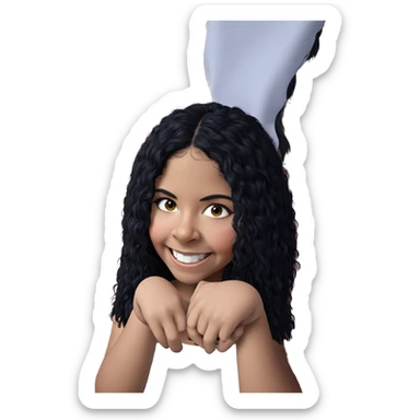 smiling girl with black hair sticker