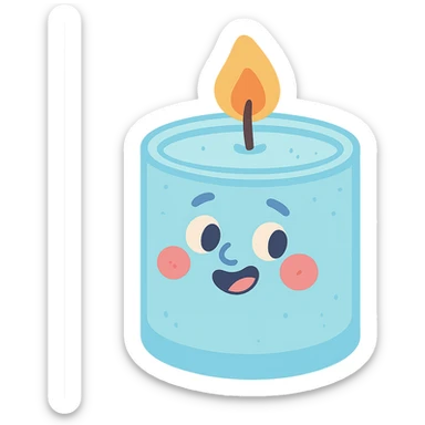 aesthetic sky blue scented candle, soft pastel colors, minimal background sticker