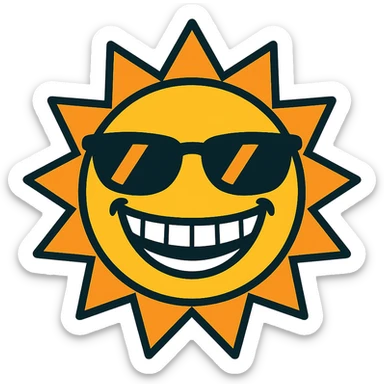 happy sun with sunglasses and a big smile sticker