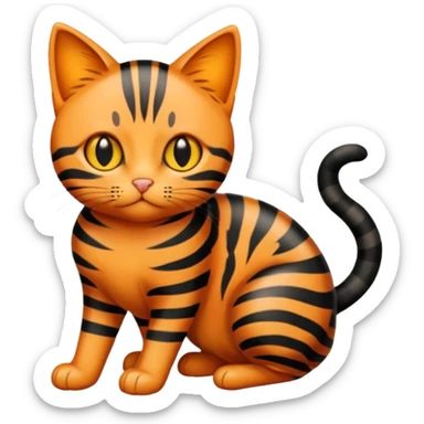 small black and orange cat. amber eyes. full body.  sticker