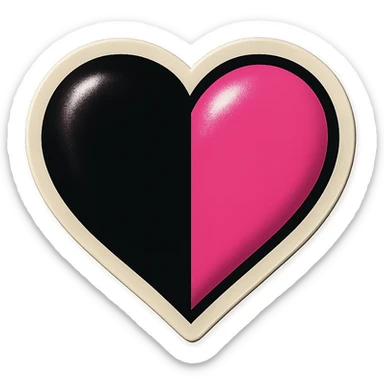 BLACKPINK-inspired retro sticker, black and pink heart, bold and playful, vintage sticker style sticker