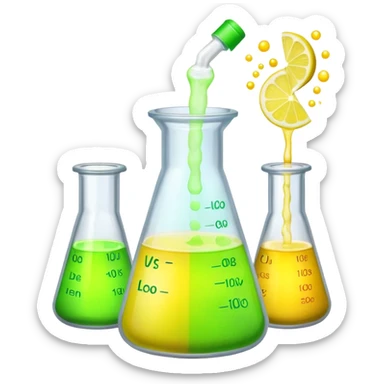 hi-lighters lemon baking soda uv light glowing formula in beaker/ test tube and baking soda in lab sticker