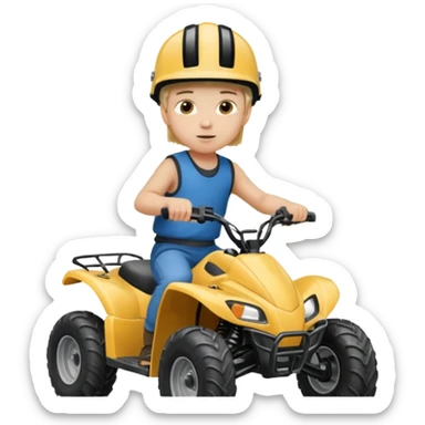 Please make a young blonde boy riding a four wheeler sticker