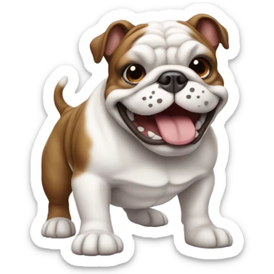 brown and white bulldog smiling and giving a thumbs up sticker