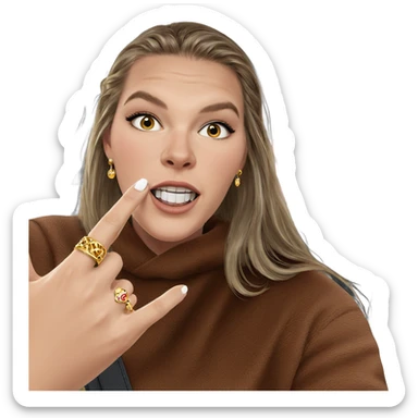 girl in car with jewelry sticker