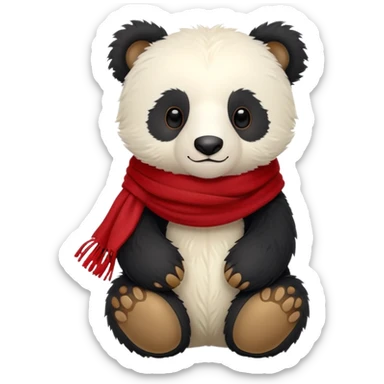 White Jellycat Andean bear cub stuffed plush wearing a red scarf sticker