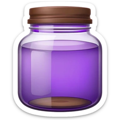 Purple tinted empty jar with brow lid sticker